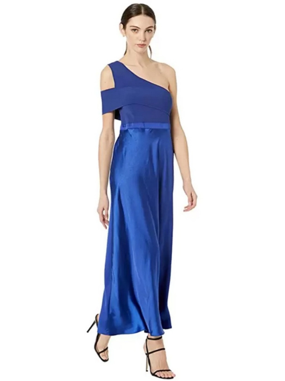 Ted Baker Ivena Asymmetric Knit Bodice Dress w/ Satin Skirt Blue Size 0